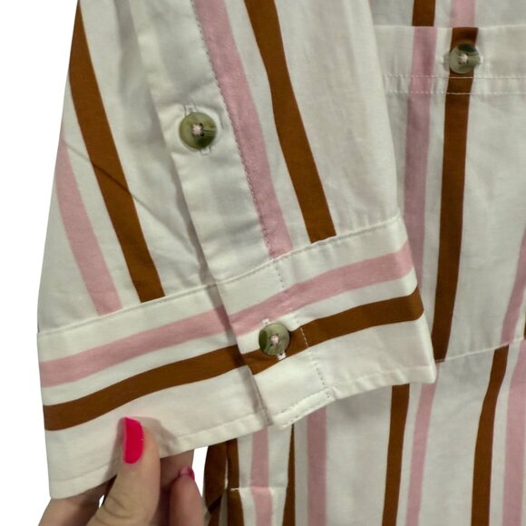 Anthropologie Boxy Buttondown‎ Striped Shirt Size XXS - Picture 3 of 8